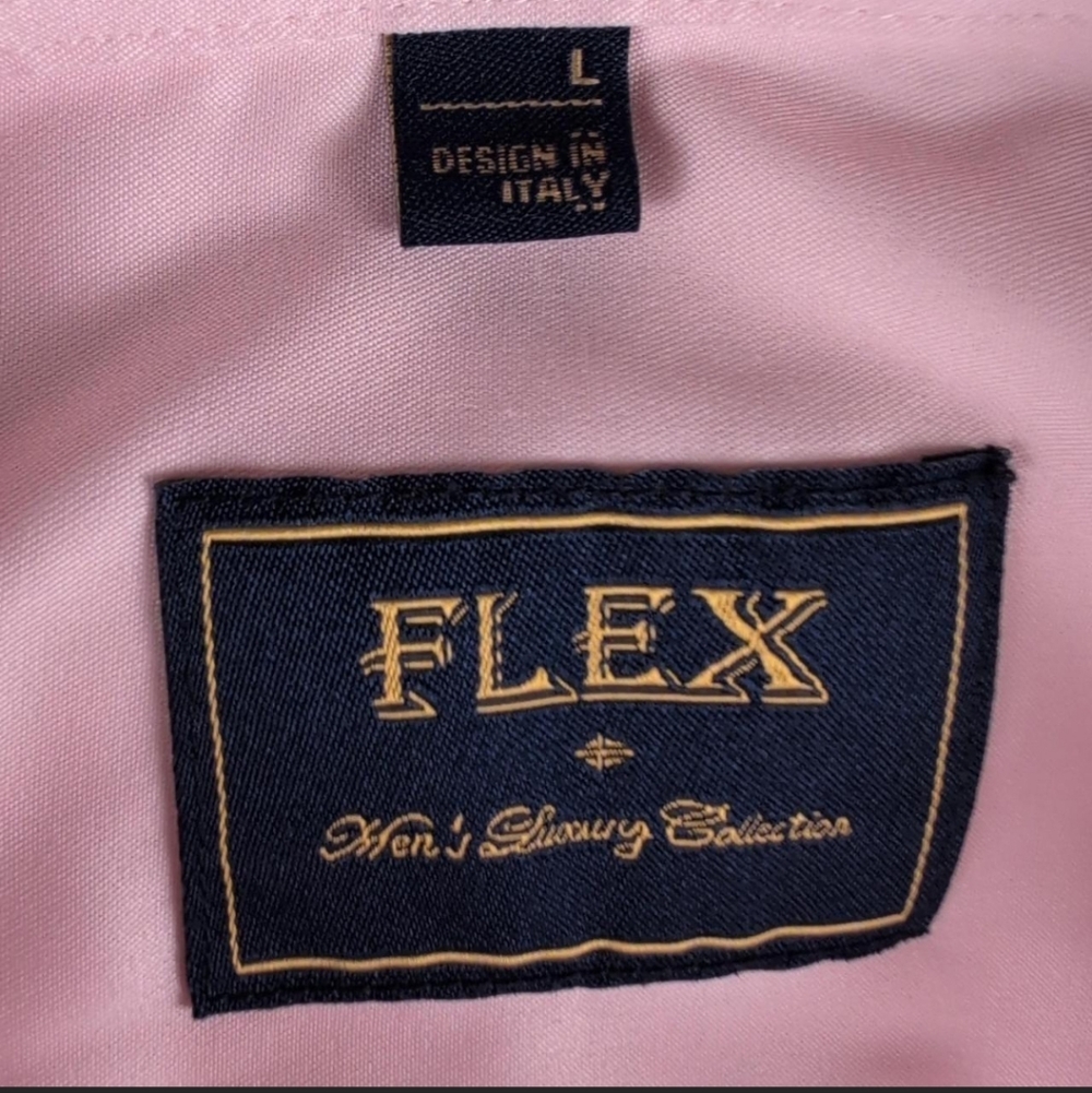Flex Men's Luxury Collection Pink Button Down Shirt Designed in Italy Size Large - Picture 2 of 5